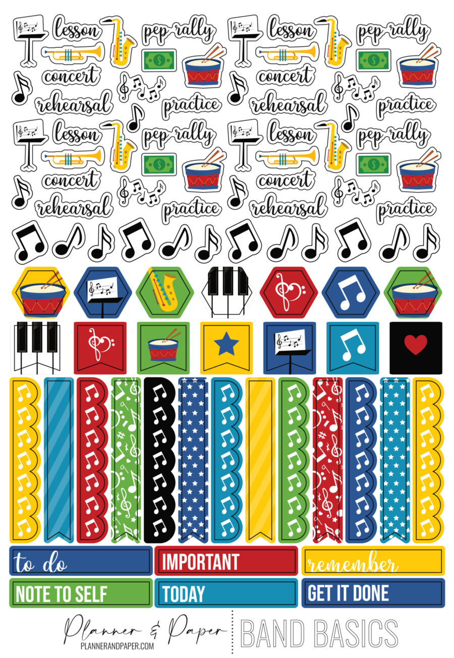 PRINTABLE |  Band Planner Basics - Standard Size Planner Sticker Kit - Image 2