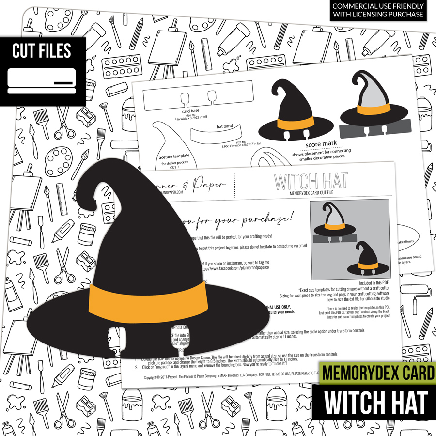 preview of witch hat memorydex card digital cut file
